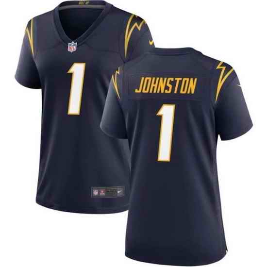 Women Los Angeles Chargers 1 Quentin Johnston Navy Stitched Game Jersey